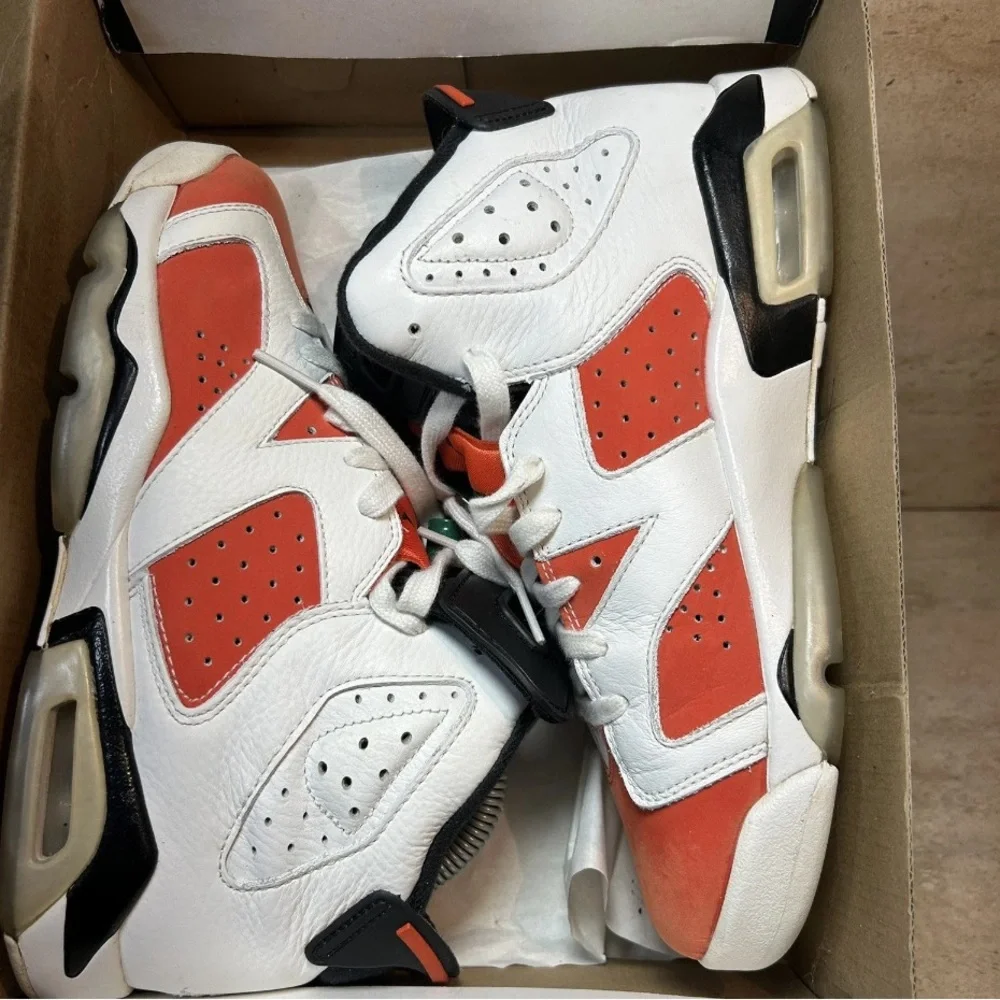 Nike Jordan 6 White and‎ Orange High-Top Sneakers